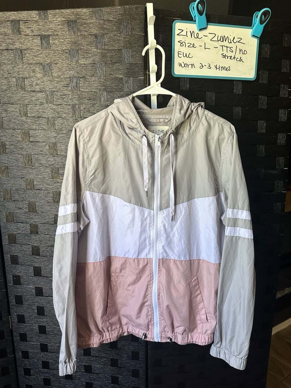 Zine Colorblock Windbreaker Jacket Size L Multi-Color Zip-Up